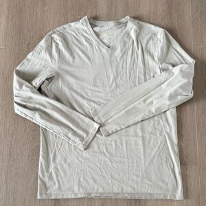 Apt. 9 Men's Gray/Cream Long Sleeve V-Neck Tee